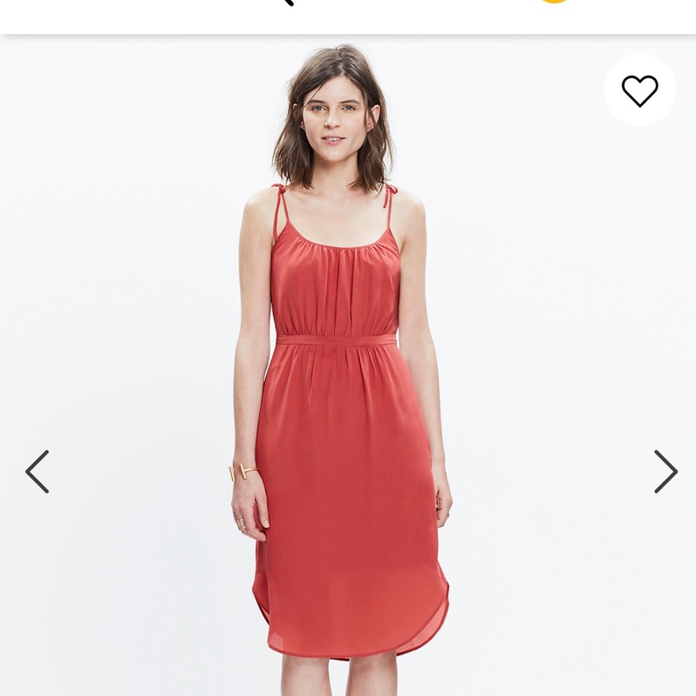 NWT 100% silk Madewell dress. Tie shoulder straps. Size 12